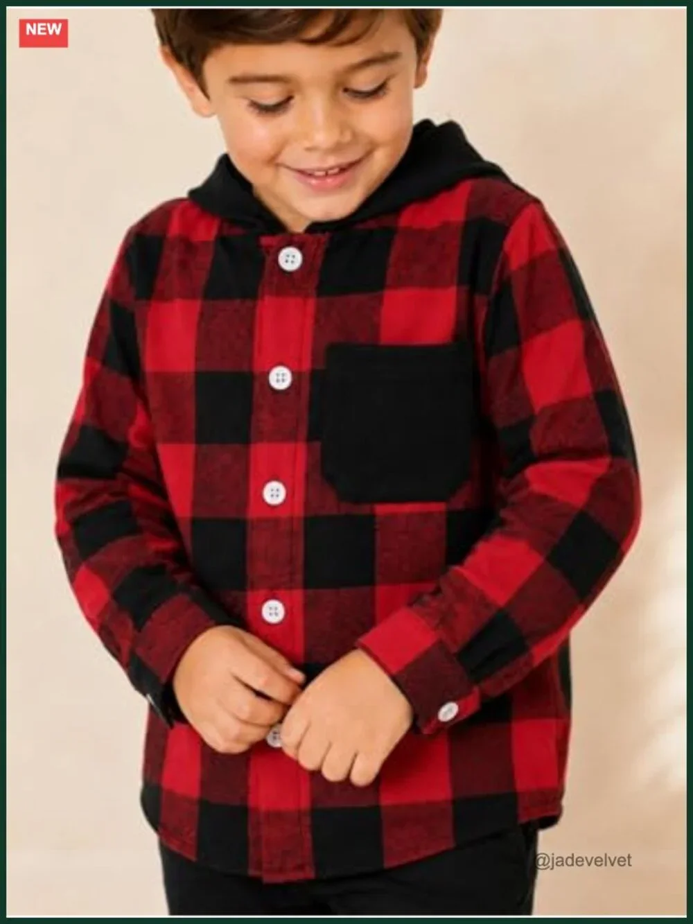 Toddler Boys Hooded Flannel Shirt Jacket Buffalo Plaid Button Down Shacket